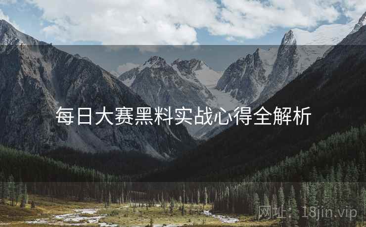 每日大赛黑料实战心得全解析